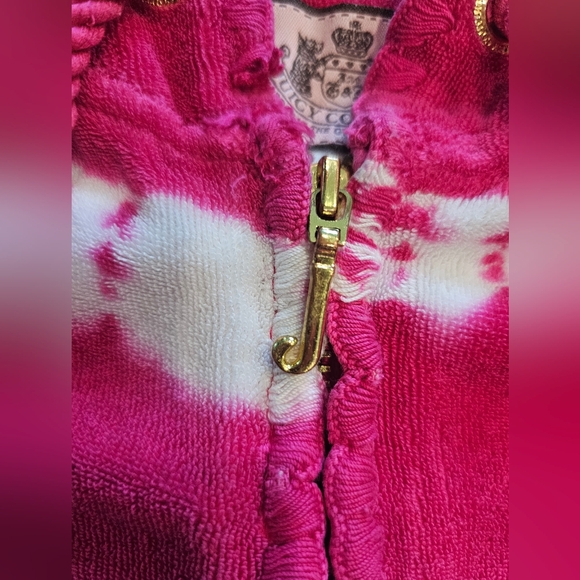Y2K Juicy Couture Terry Cloth PINK Tie Dye Gold Zip Up Hoodie READ DESCRIPTION - Picture 8 of 14